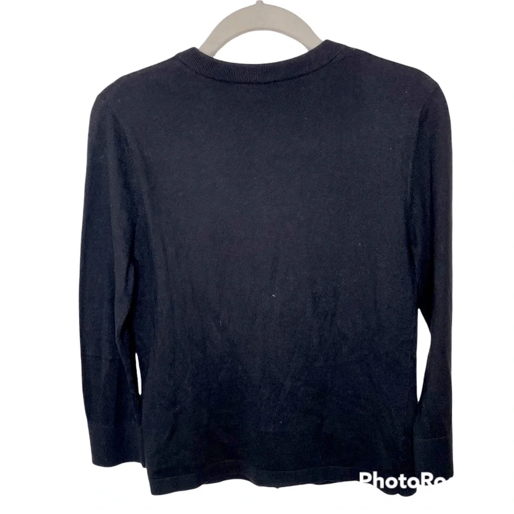 Kate Spade Black Silk Cashmere Blend Ruffle Front‎ Cardigan Sweater S